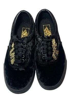 Vans Era Velvet Black Gold Charm Sneakers Women’s 8 Men’s 6.5 Streetwear